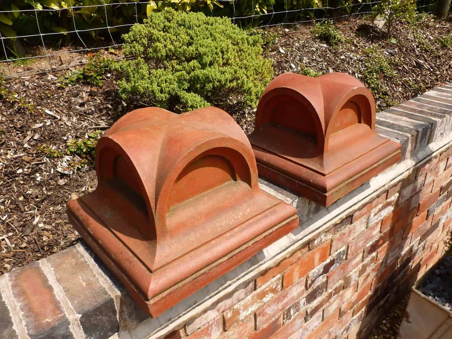 Pair of Antique Terracotta Gate Pier Cappings