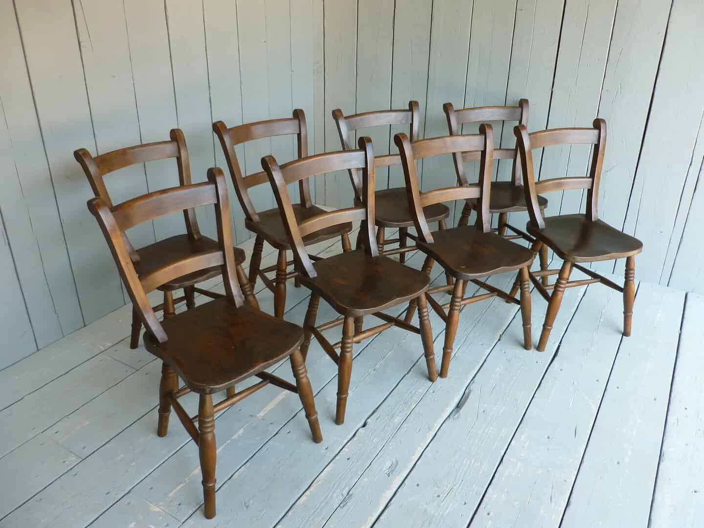 Set of 8 Antique Kitchen Chairs