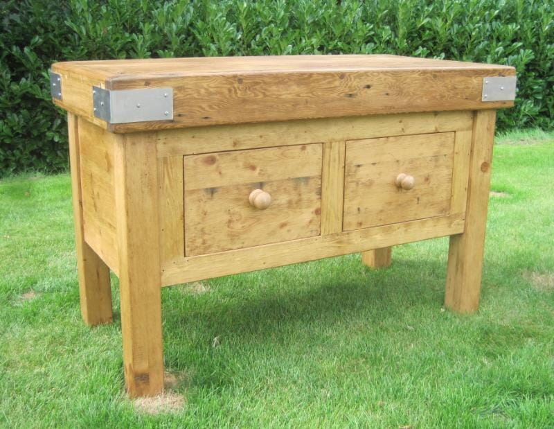 Reclaimed Pine Butchers Block with Drawers - 5673
