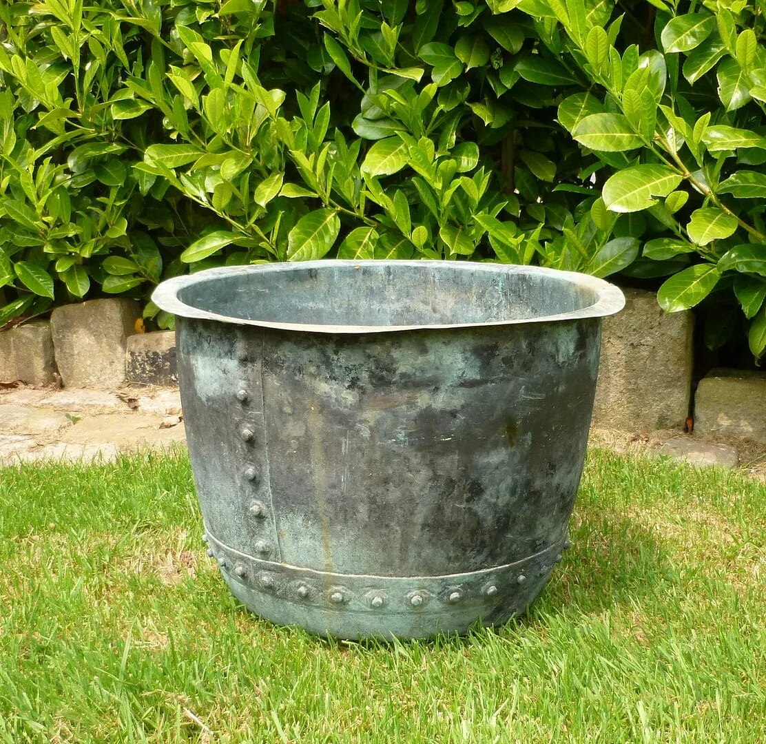 Original Victorian Antique Outdoor Copper Garden Planter - 6127