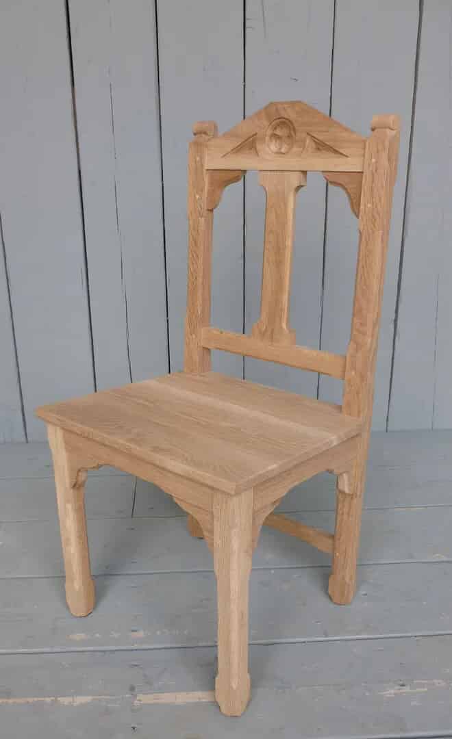 Worcester Cathedral Antique Gothic Oak Chair - unwaxed