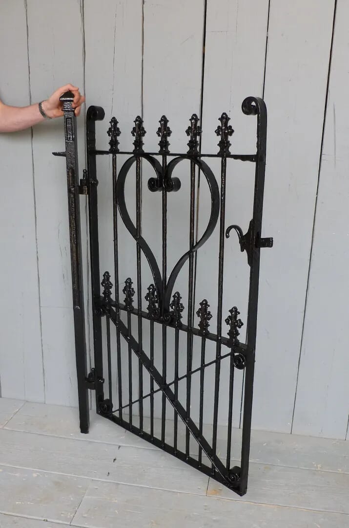 Antique Victorian Wrought Iron Pedestrian Gate and Post - 6147