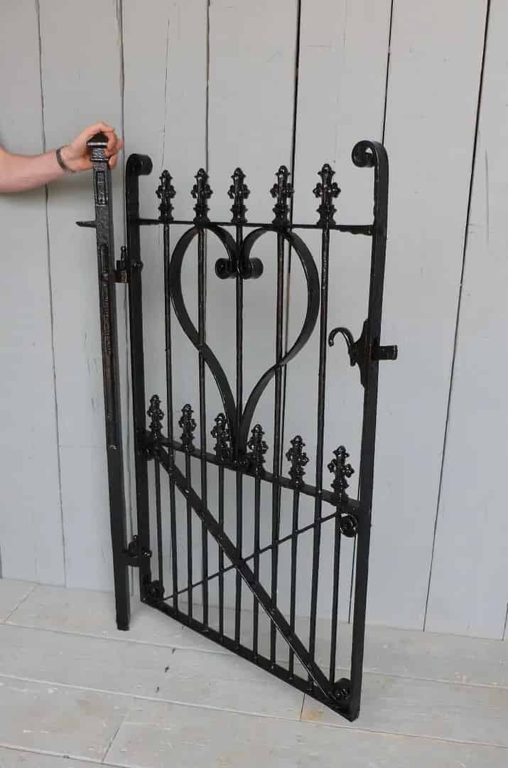 Antique Victorian Wrought Iron Pedestrian Gate and Post