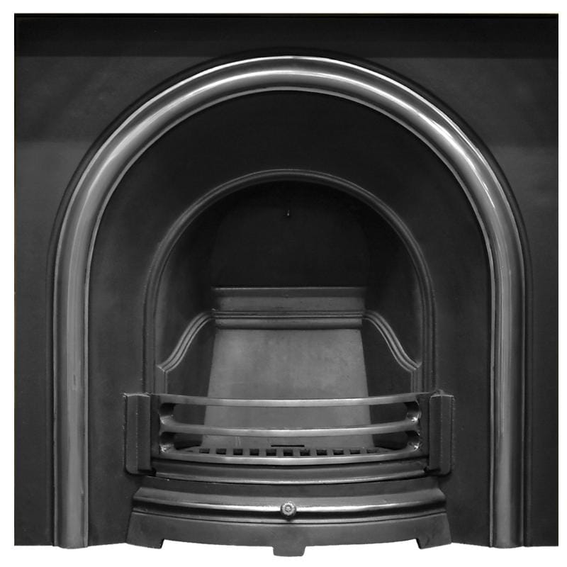 Celtic Arch Highlight Polish Cast Iron Fireplace Insert - RX010