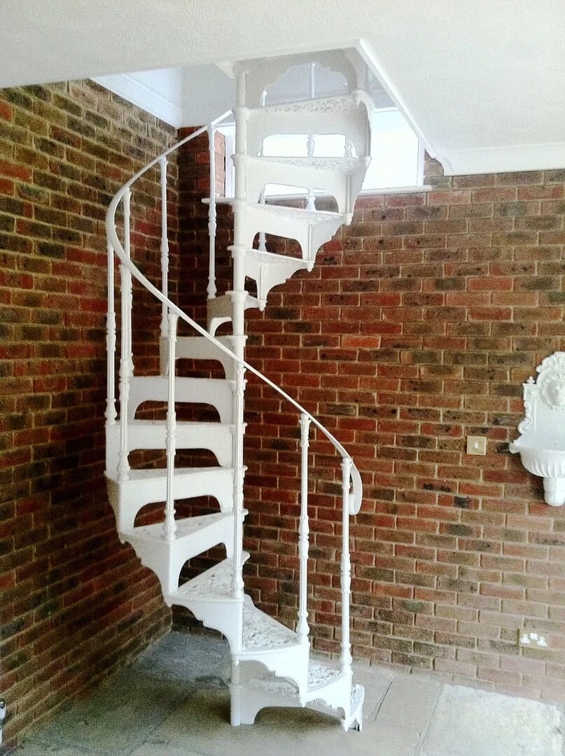 Antique Cast Iron Spiral Staircase with Landing and Balcony - 6013