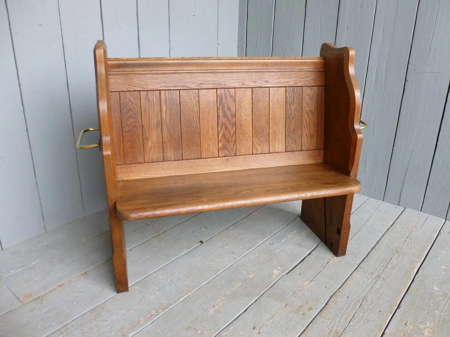 Antique Solid Oak Church Pew - 6218