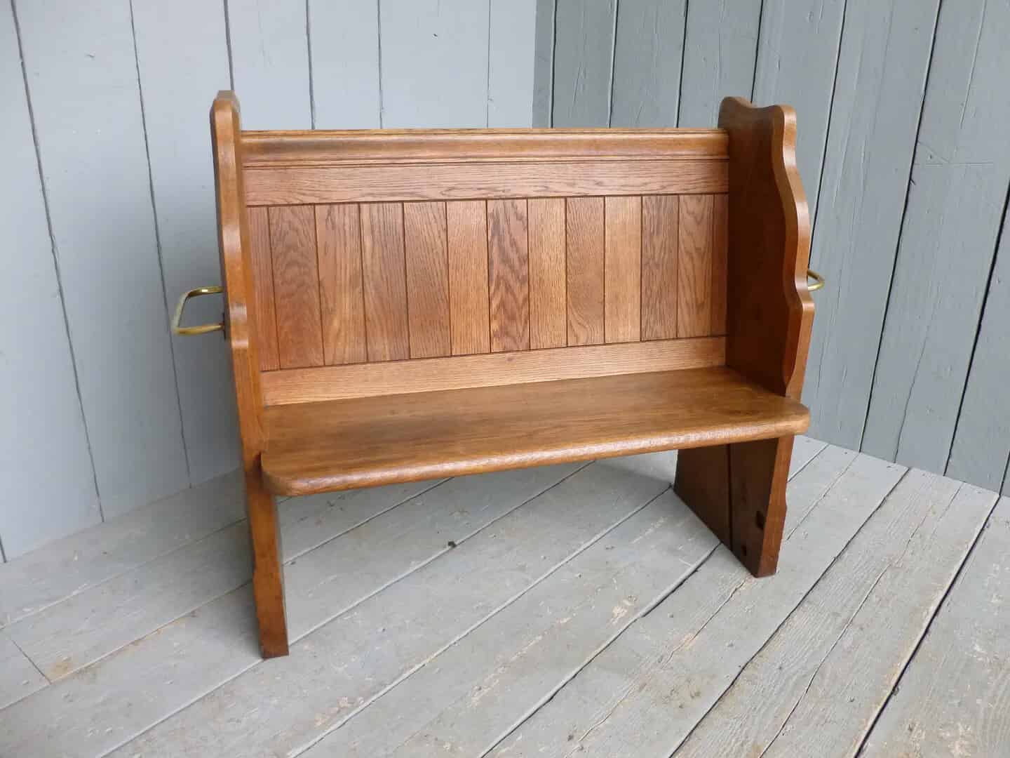 tique Solid Oak Church Pew - Circa 1890