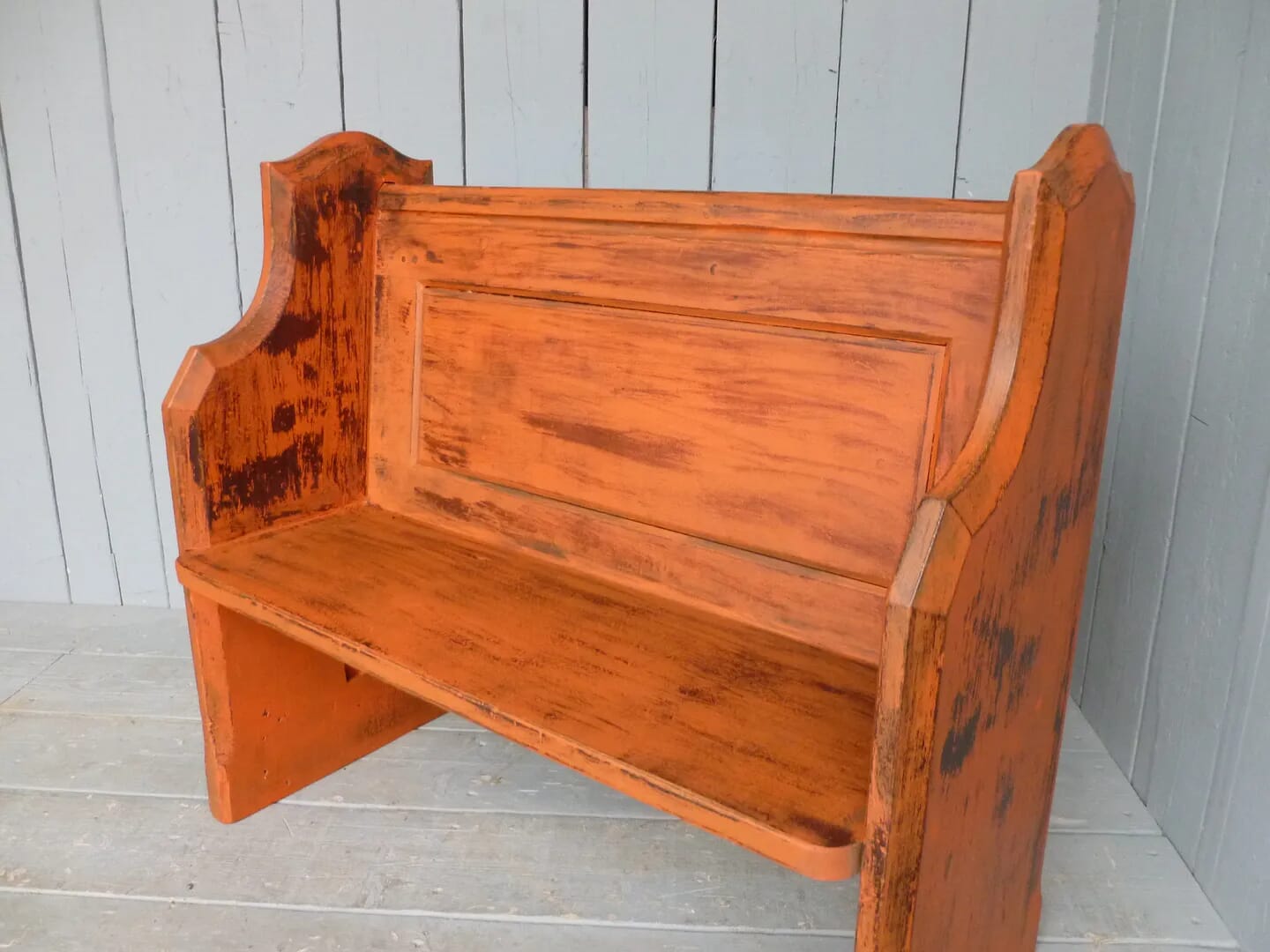 Reclaimed Antique Hand Painted Pitch Pine Church Pew - 6219