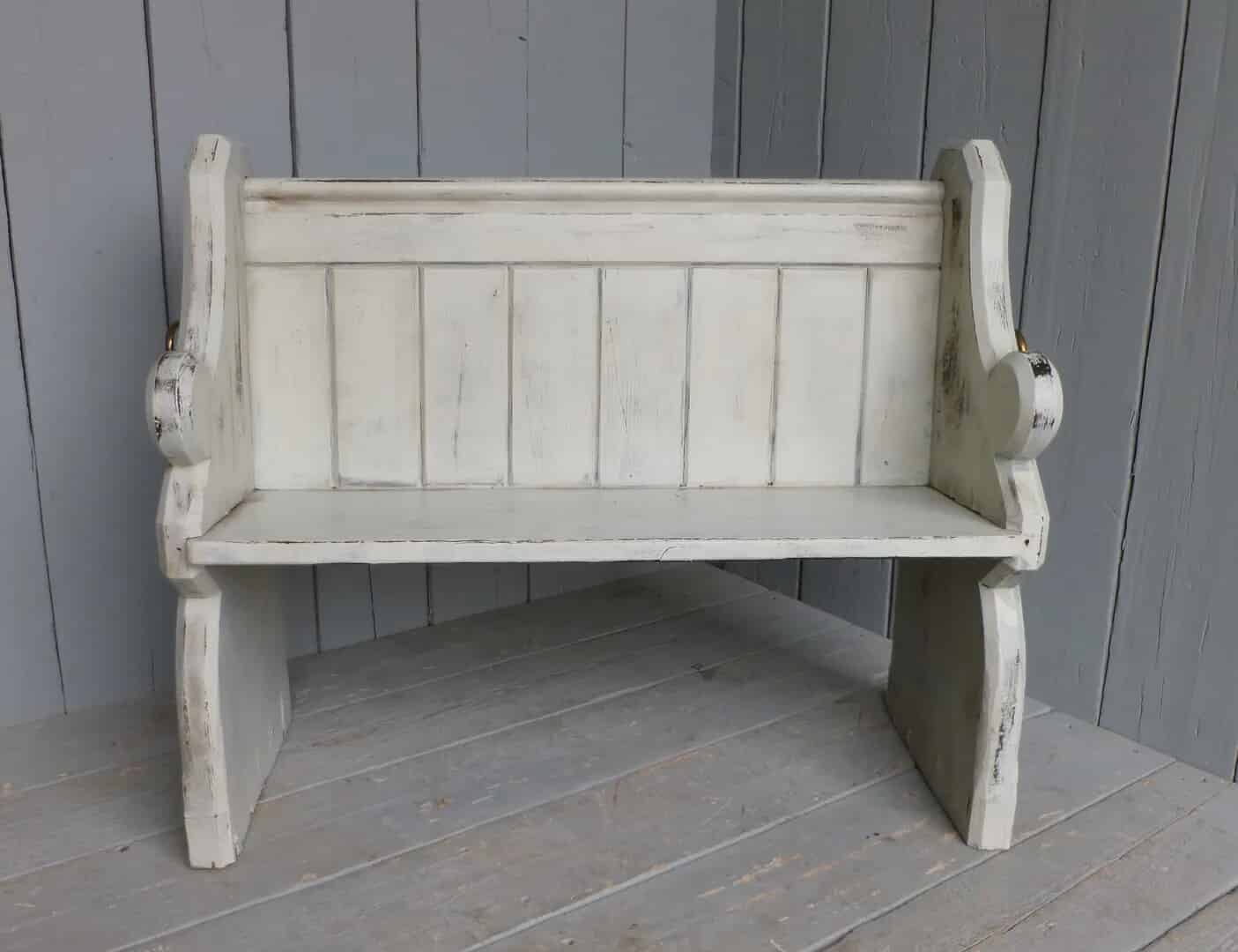 Antique Hand Painted Pitch Pine Church Pew