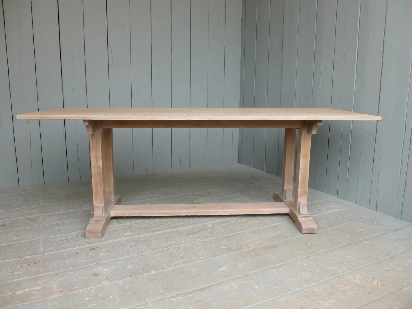 Antique Refectory Dining Table Made From Solid Limed Oak - 6248