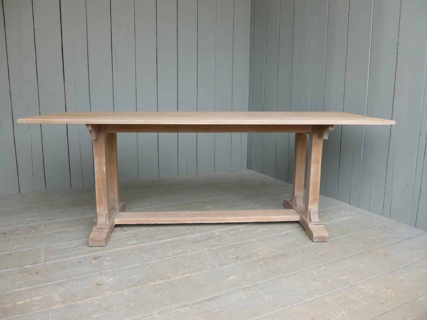 Solid Limed Oak Antique Refectory Dining Table