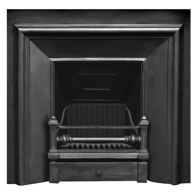 Large Royal Black Finish Cast Iron Fireplace Insert - RX130