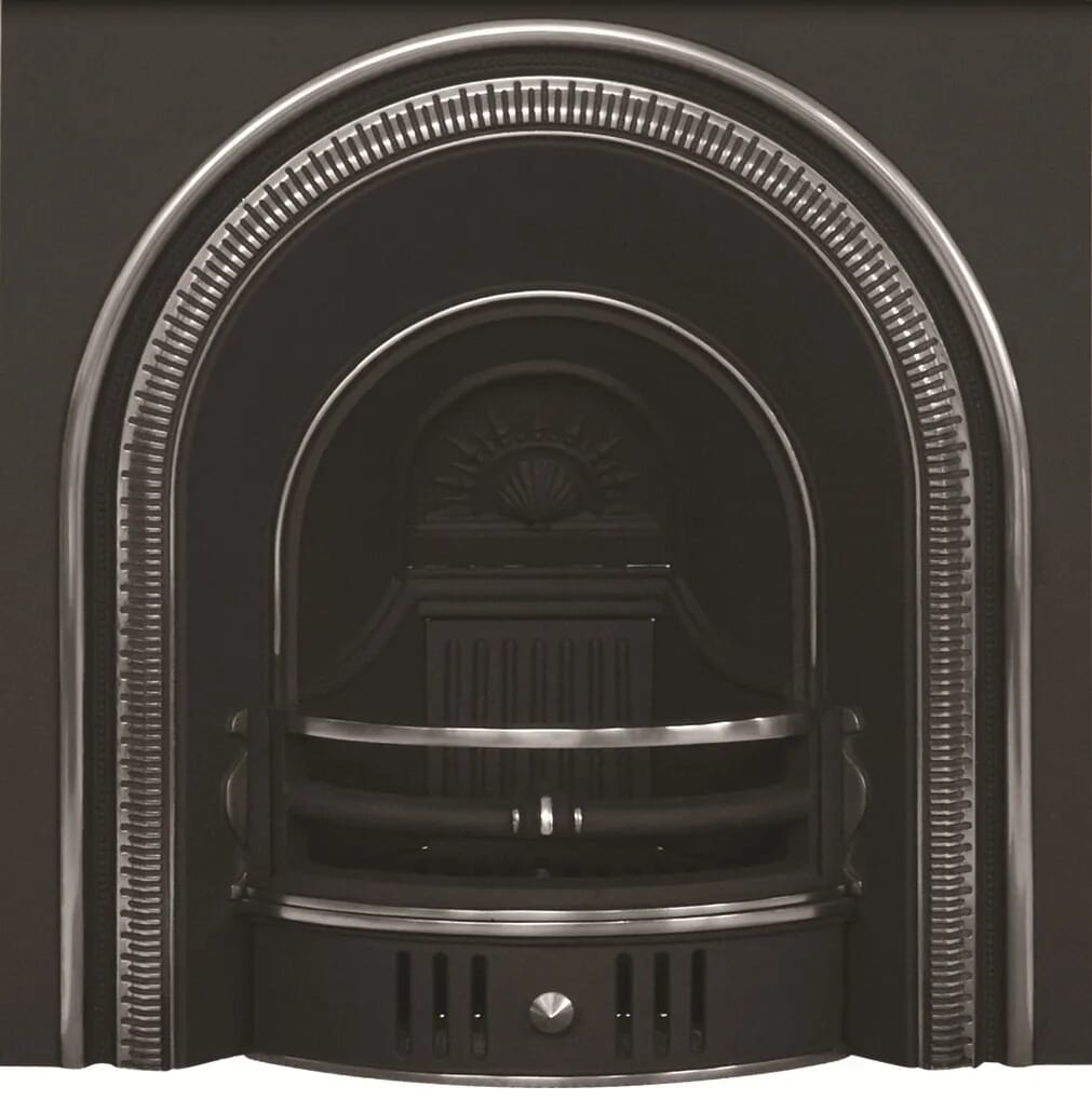 Beckingham Arched Highlight Polish Cast Iron Fireplace Insert - RCM003