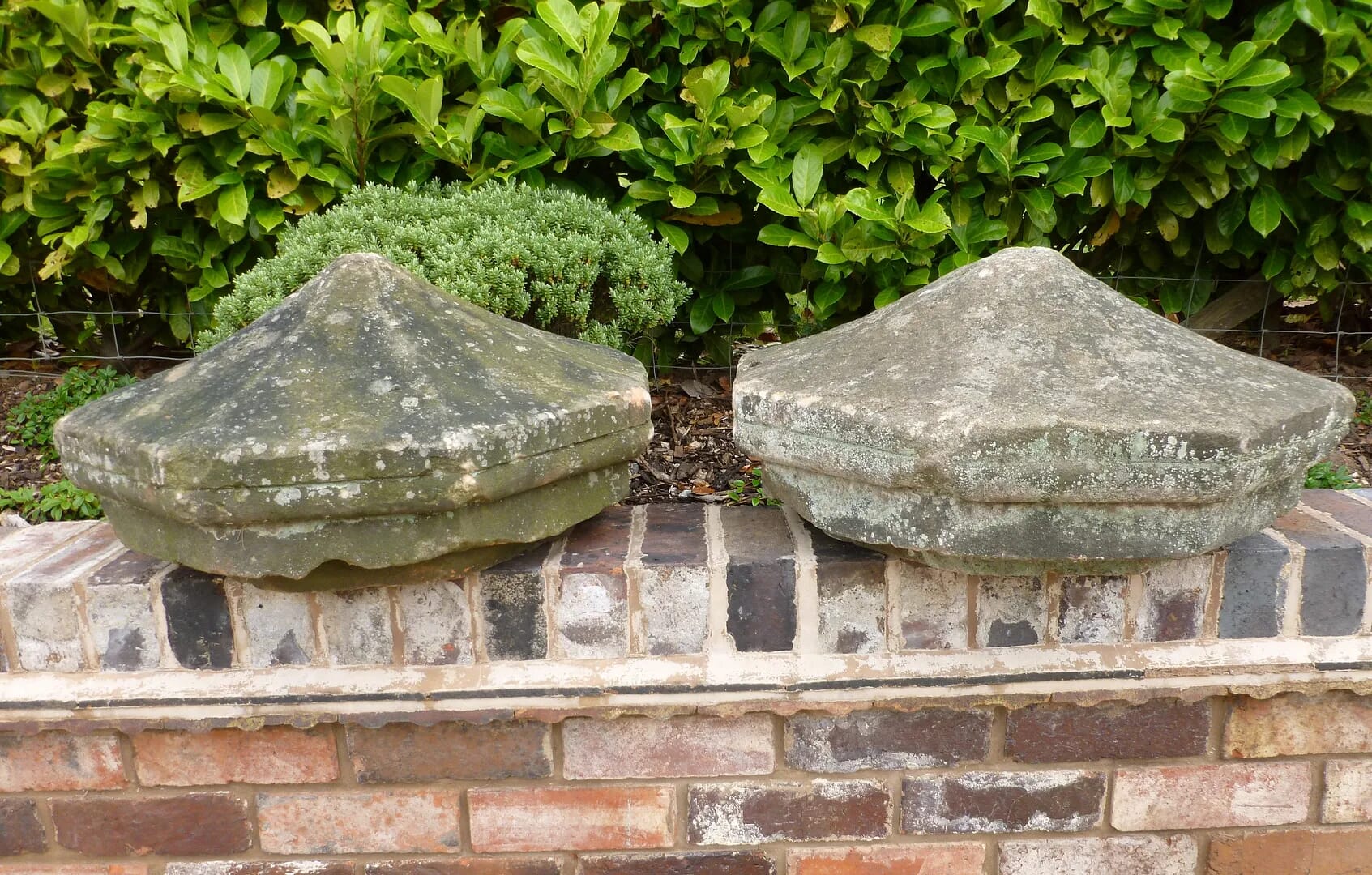 Pair of Original Antique Stone Gate Pier Cappings - 6203