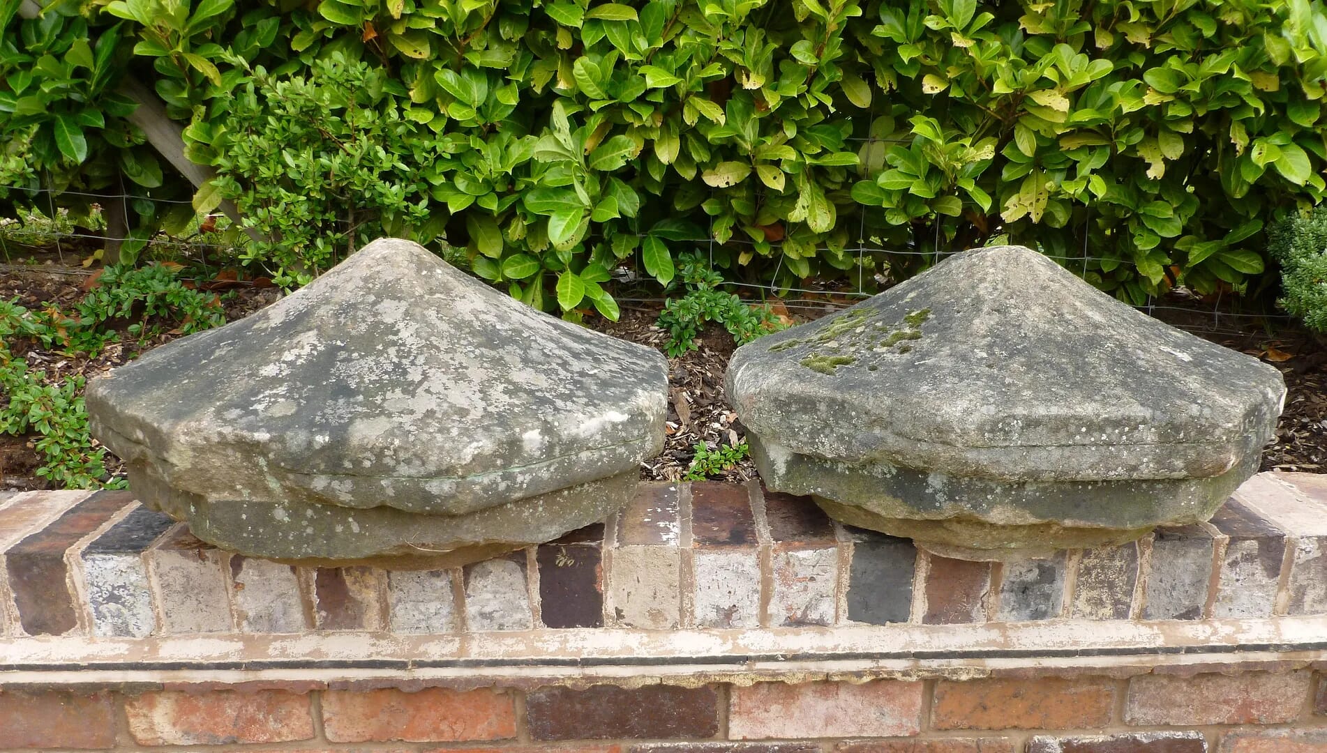 Pair of Antique Stone Gate Pier Cappings - 6202