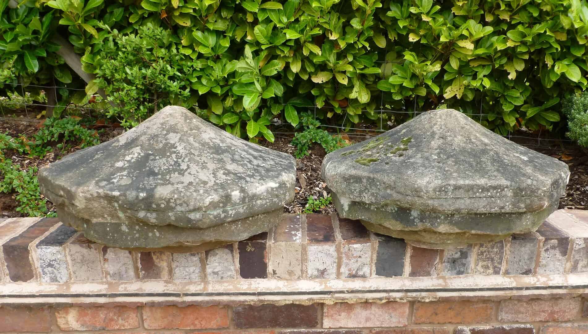 Pair of Antique Stone Gate Pier Cappings