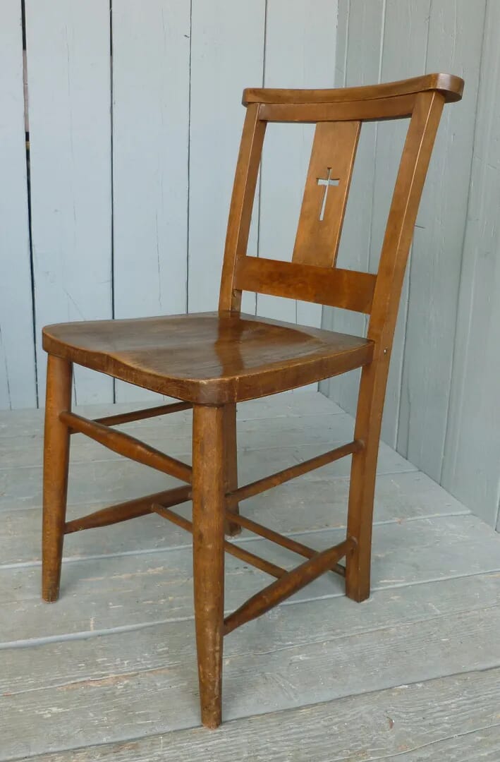 Antique Wooden Church Chairs with Cross in rear - 6283