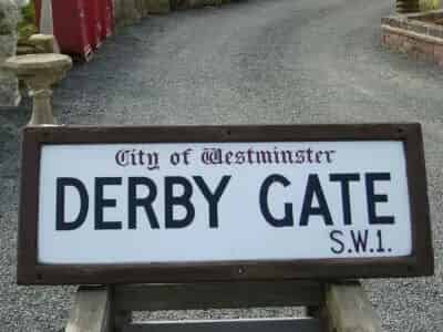 S.W.1. - Original Glass Street Sign - Derby Gate