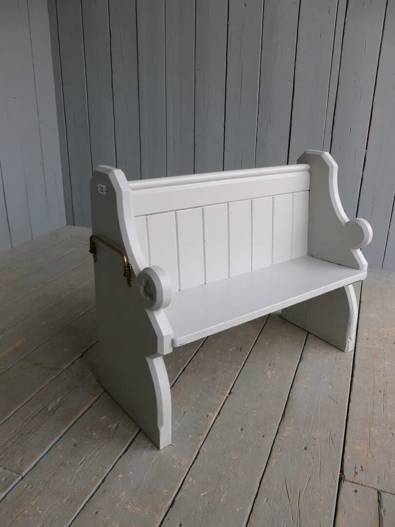 Antique Hand Painted Pitch Pine Church Pew - 6227