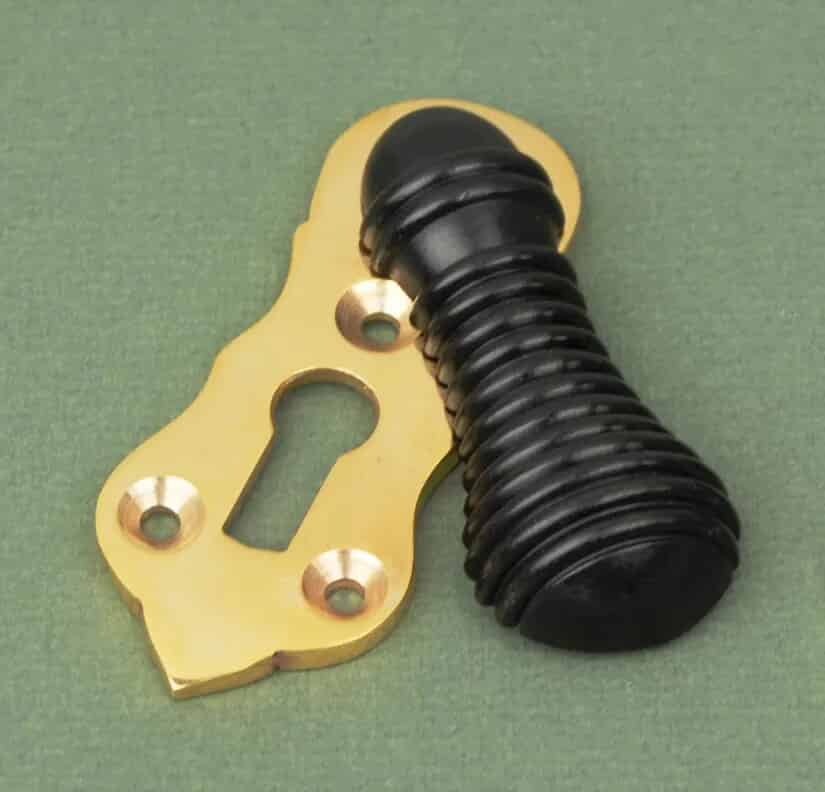 Solid Ebony Beehive Escutcheon with Brass Backplate