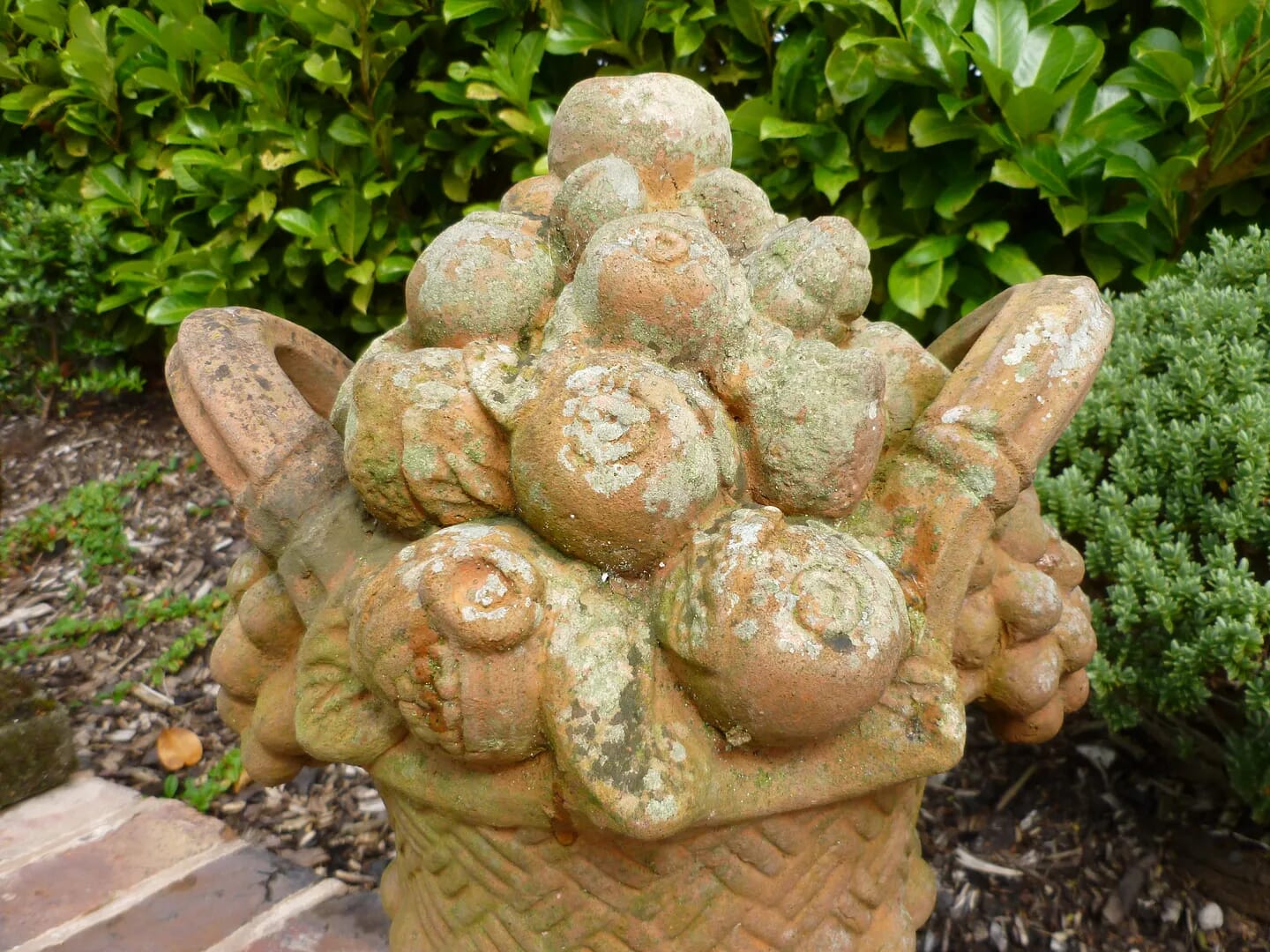 Pair of Antique Terracotta Basket Finials - 6324