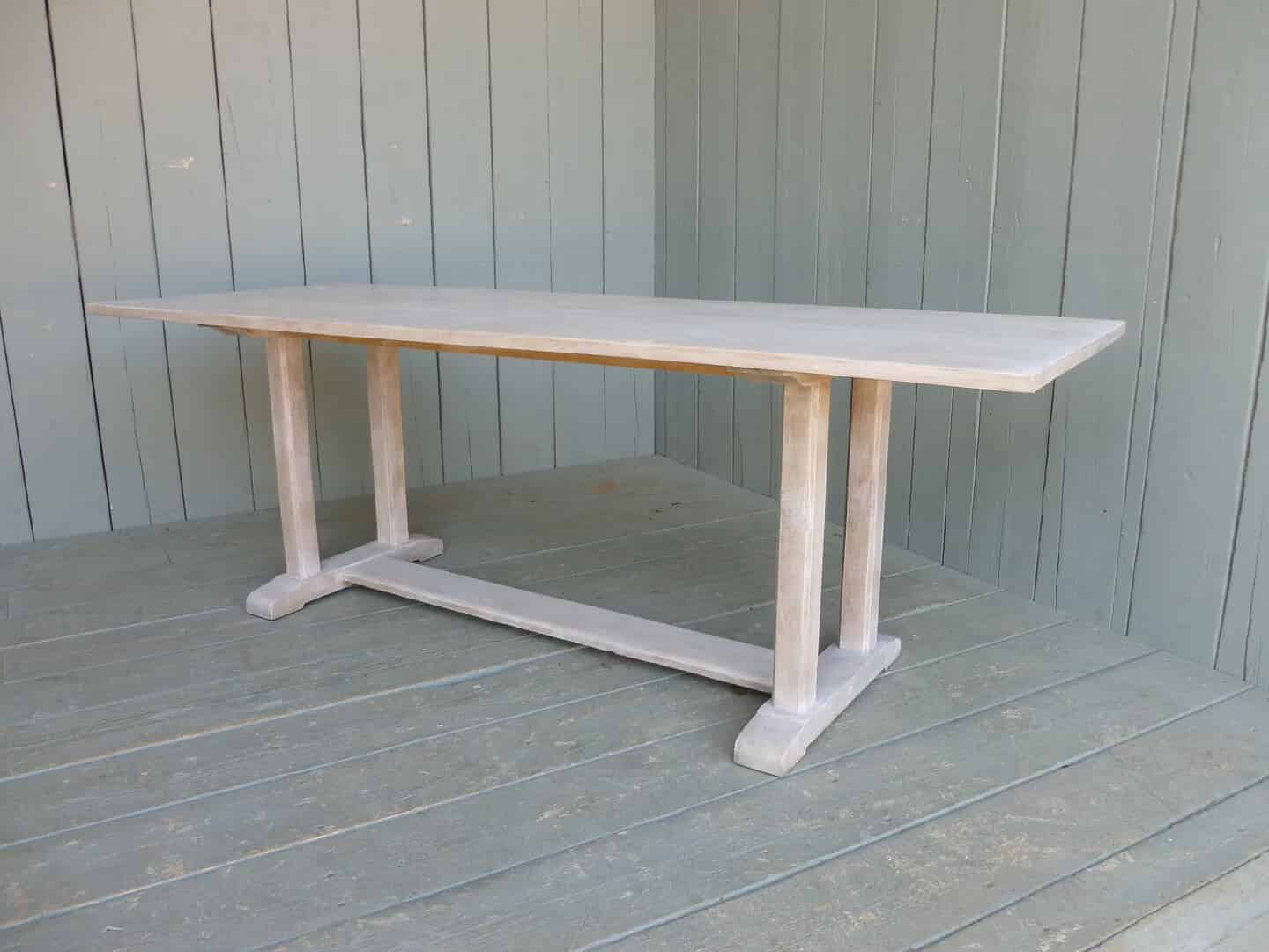 Solid Limed Oak Antique Refectory Dining Table