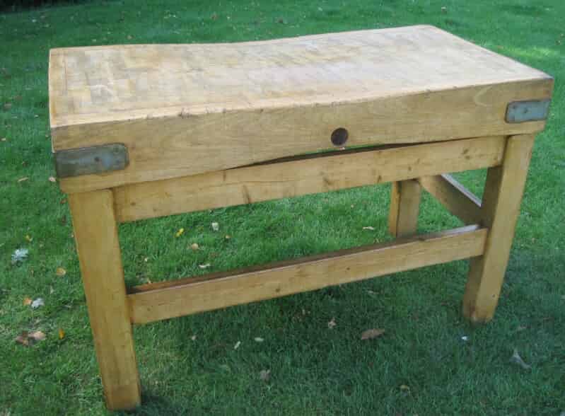 Antique Butchers Chopping Block with Original Stand