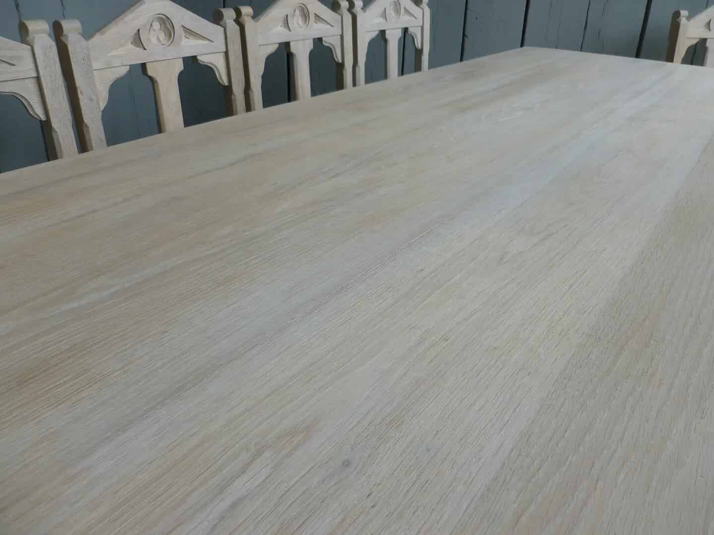 Bleached Oak Antique Refectory Dining Table and 8 Chairs