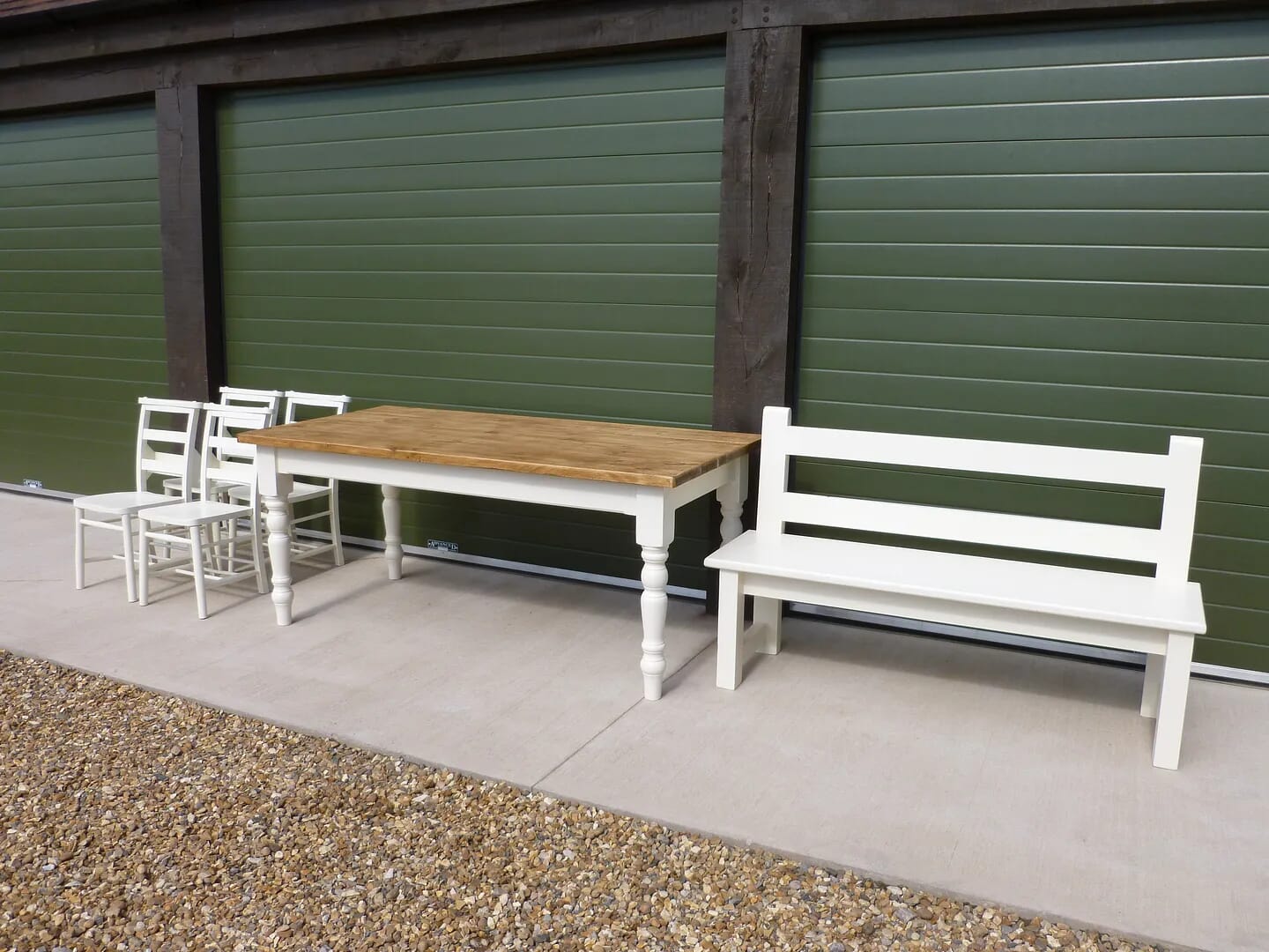 Antique Church Chairs, Table & Bench - xx01