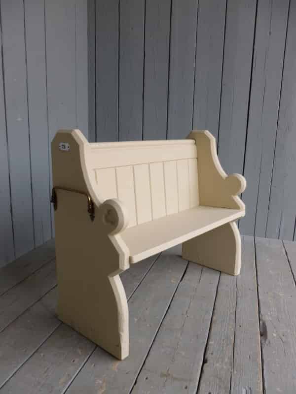 This Antique Church Pew has been hand painted here at UKAA in Farrow and Ball Cord
