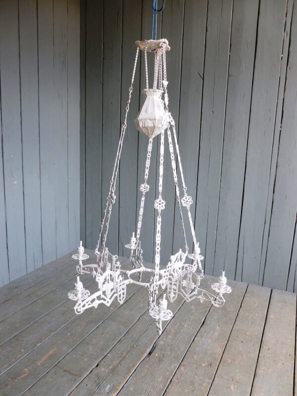 Reclaimed Cast Iron Chandelier with Counter Weight - 6003