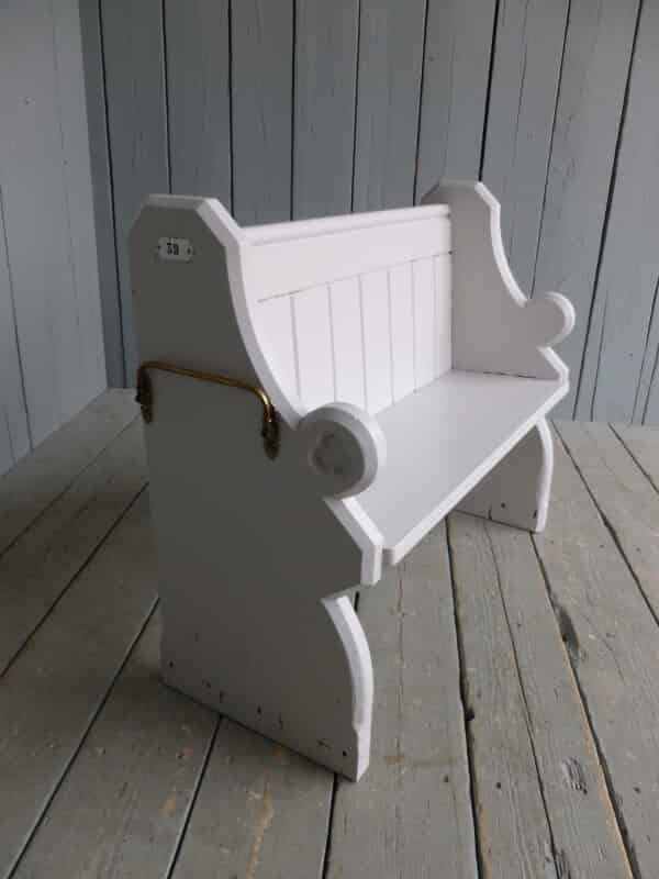 This Antique Church Pew has been hand painted here at UKAA in Farrow and Ball Pavillion Gray