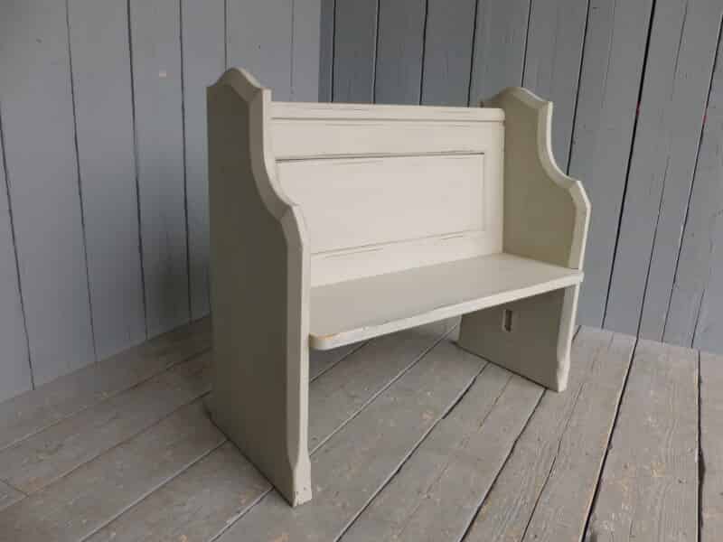 This Antique Church Pew has been hand painted here at UKAA in Farrow and Ball French Gray 