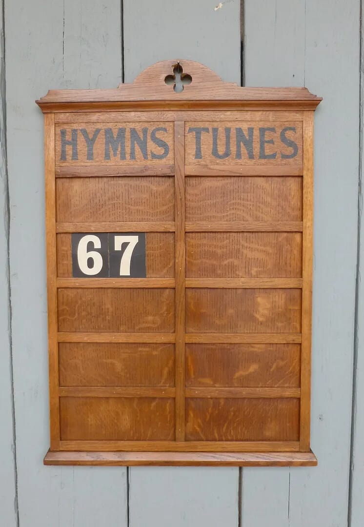 Antique Oak Church Hymn Board - 6444