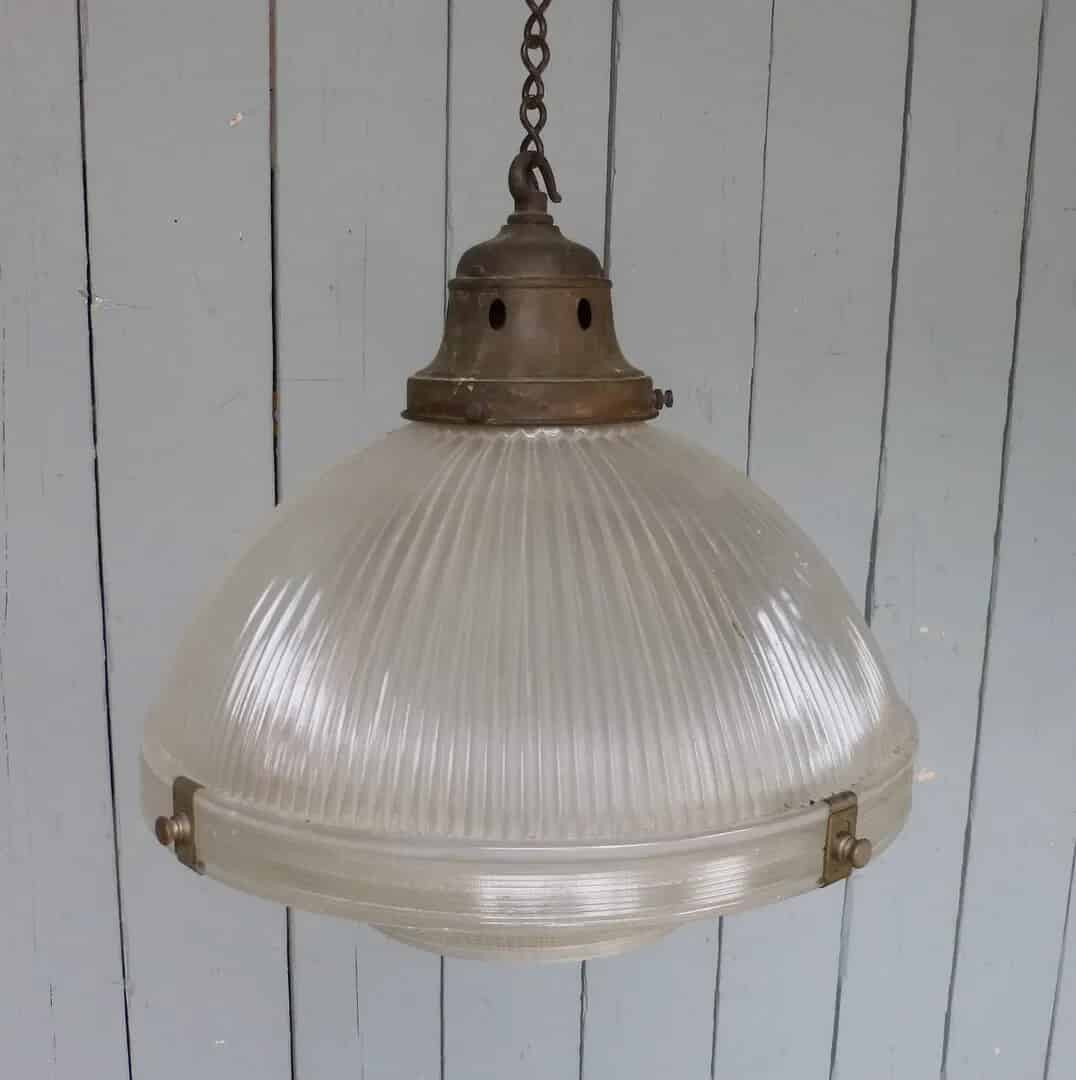 Antique Glass Globe Light Fitting -  Holophane light fitting