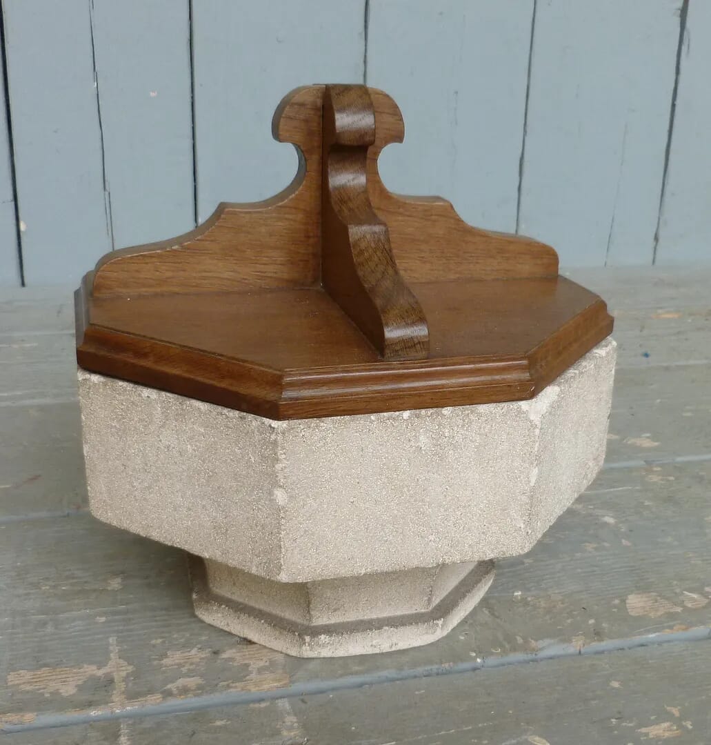 Old Antique Miniature Travelling Antique Church Font - 6445