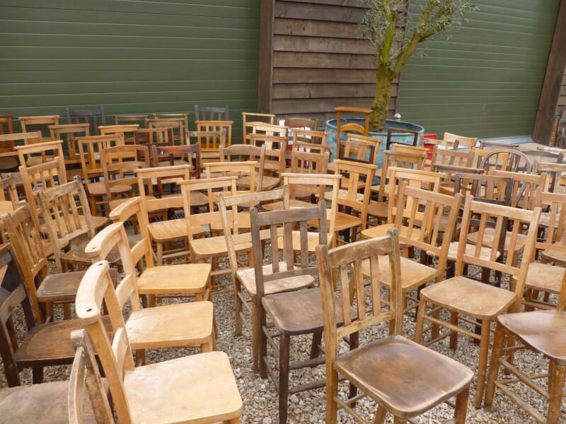 Set of 25 Antique Kitchen Chairs - var