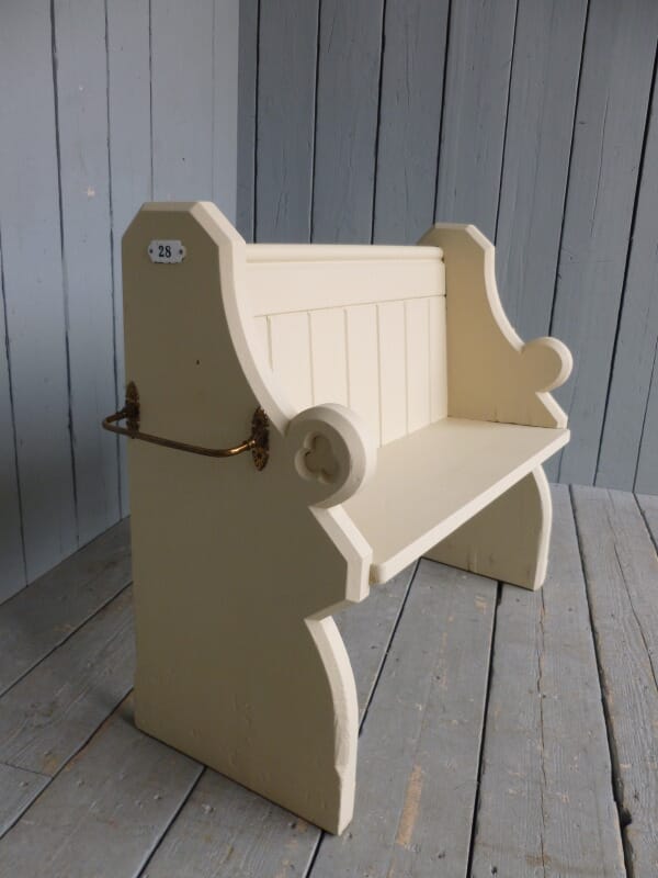 Original Antique Hand Painted Pitch Pine Church Pew - 6223