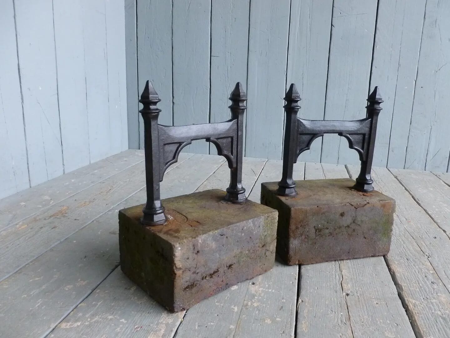 Pair of Cast Iron Boot Scrapers on Stone Bases - 6528