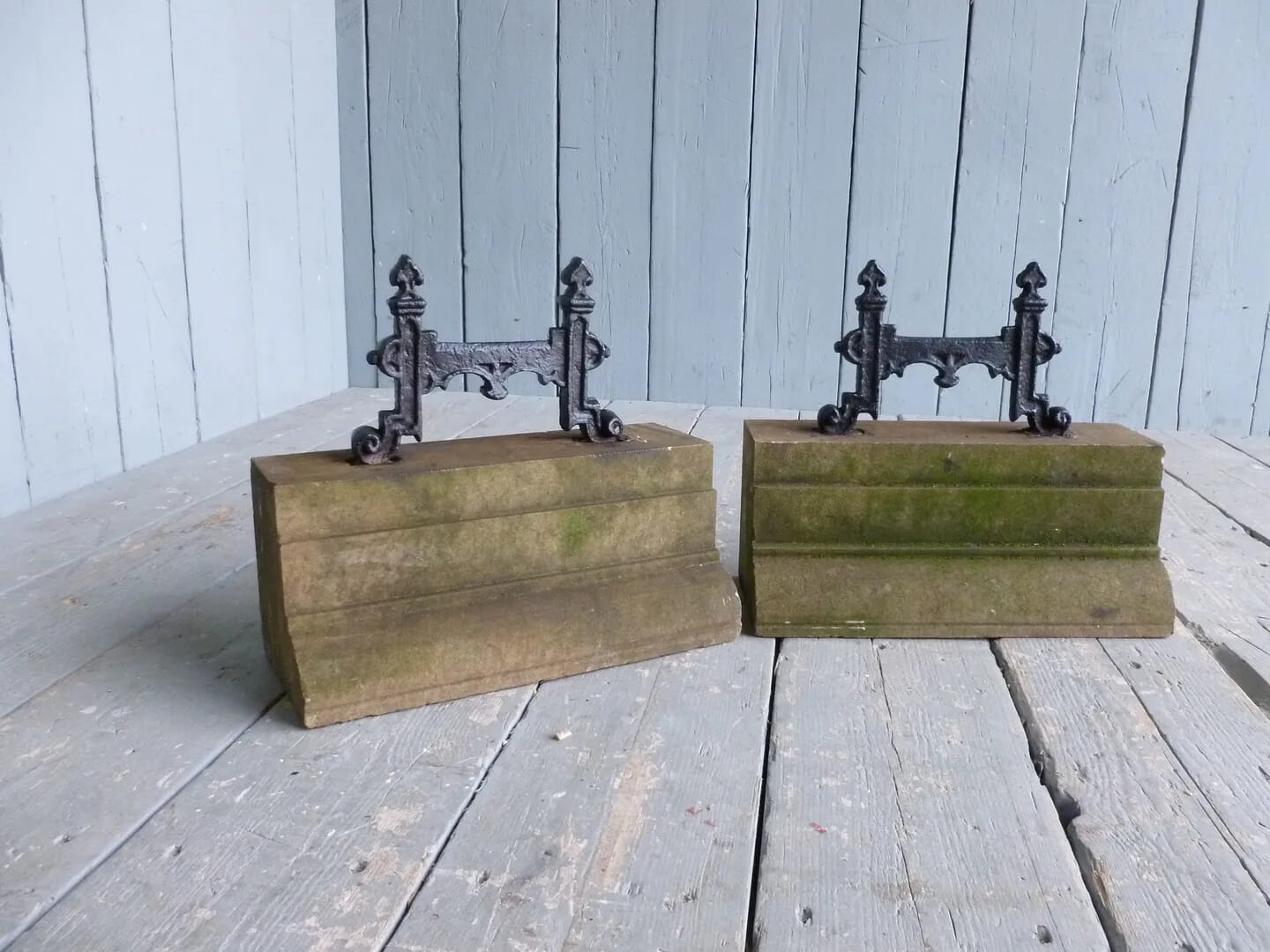 Cast Iron Boot Scrapers on Stone Bases - 6529
