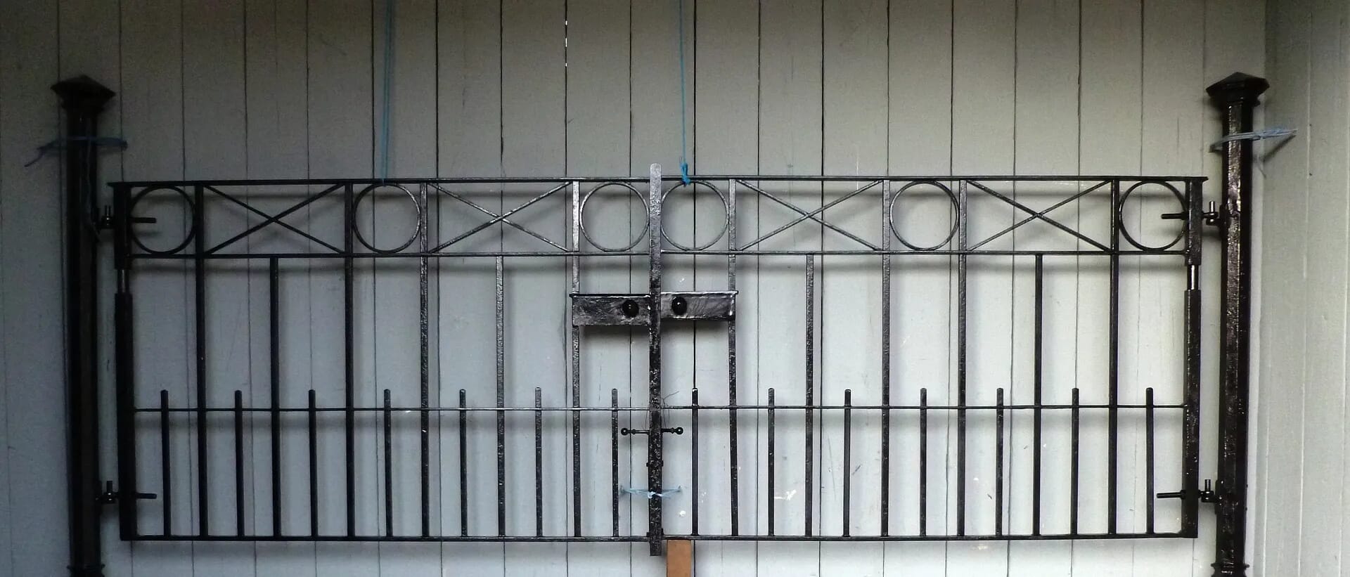 Pair of Antique Wrought Iron Gates and Posts - 5837