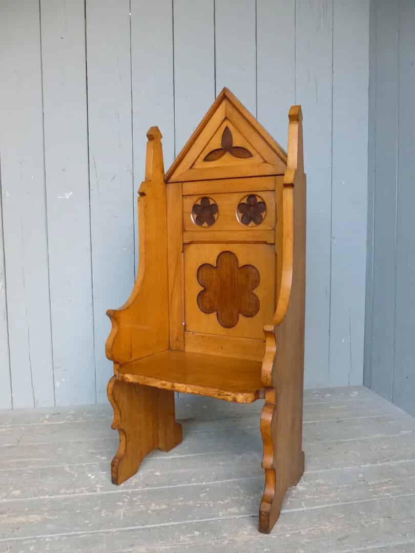 Solid Oak Antique Gothic Chair