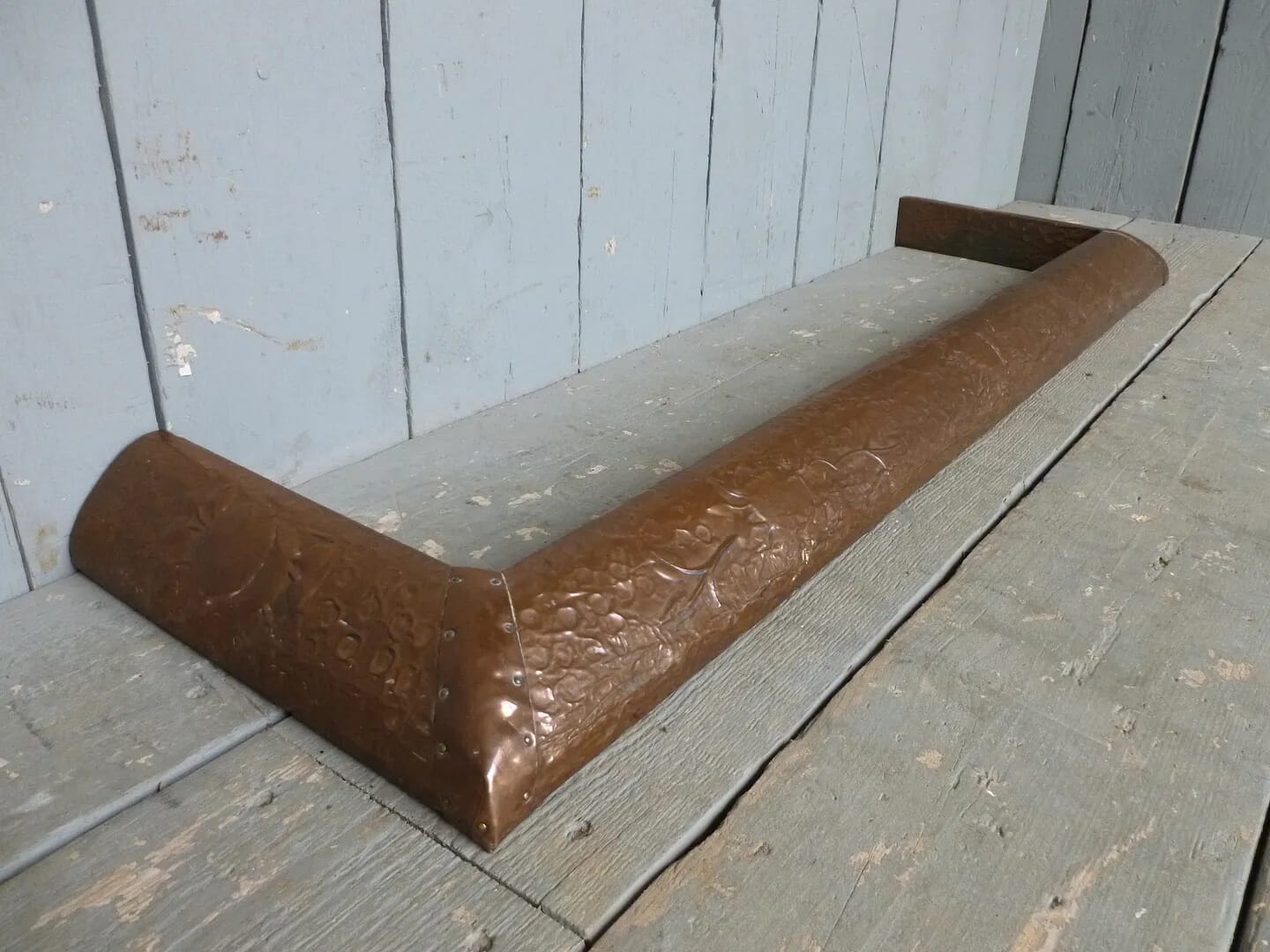 Antique Art Nouveau Copper Fireplace Fender - 6567