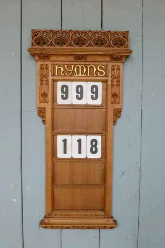 Large Antique Oak Church Hymn Board
