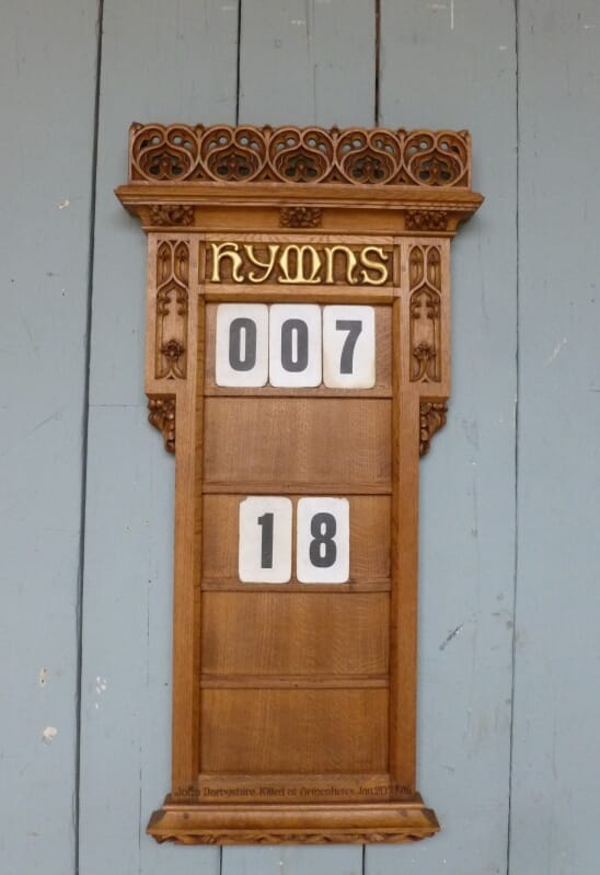 Large Antique Oak Church Hymn Board - 6566