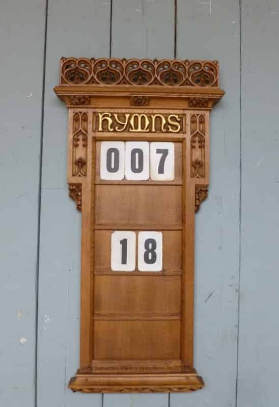 Large Antique Oak Church Hymn Board