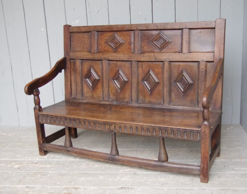 Antique Oak Settle - 6636