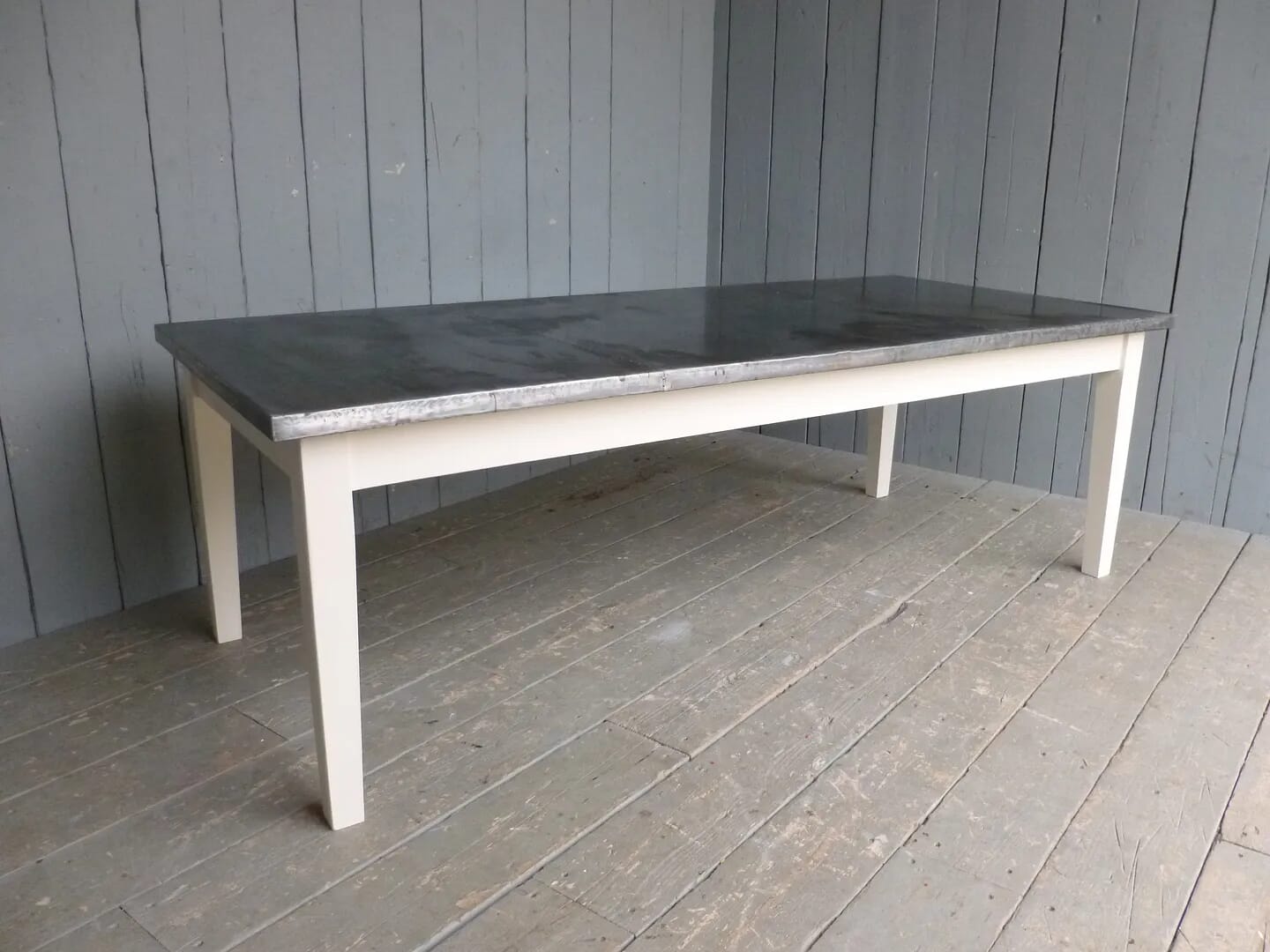 Antiqued Zinc Topped Tapered Leg Table  - 6577