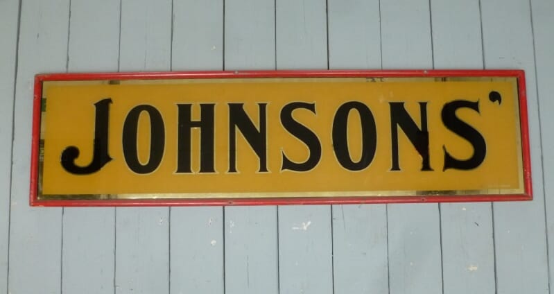 Johnsons Glass Advertising Sign in a Wooden Frame - 6554