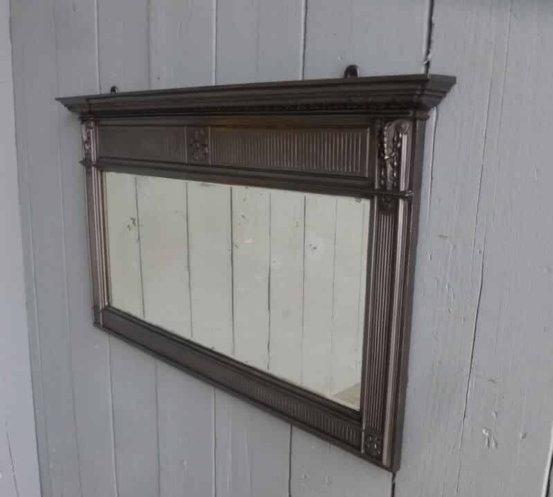 Antique Original Cast Iron Fireplace Overmantle Mirror